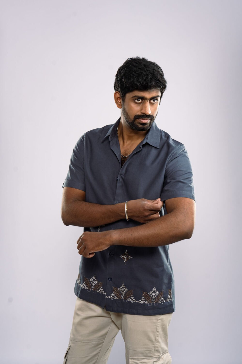 Elephant Grey Embroidered Shirt
