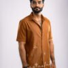 Rust Brown Embroidered Shirt