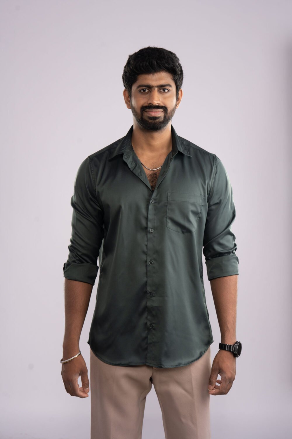 Emerald Green Satin Shirt