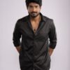 Midnight Black Satin Shirt