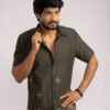 Olive Green Embroidered Shirt