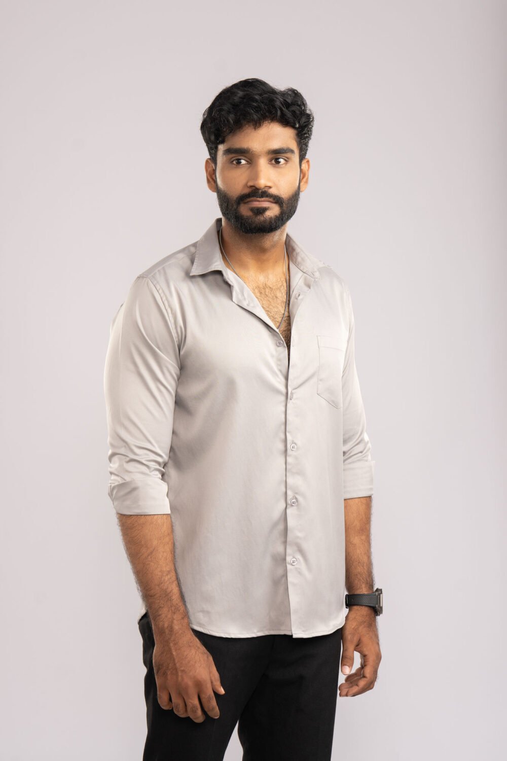Alternative view of Silver Grey Satin Shirt