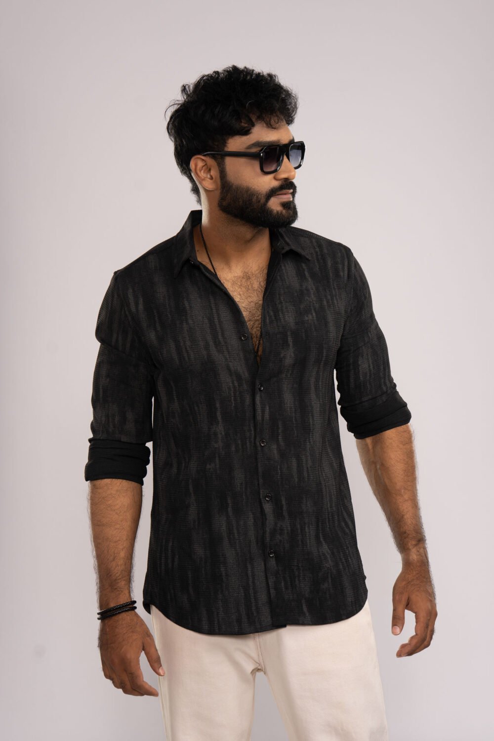Midnight Black Textured Shirt