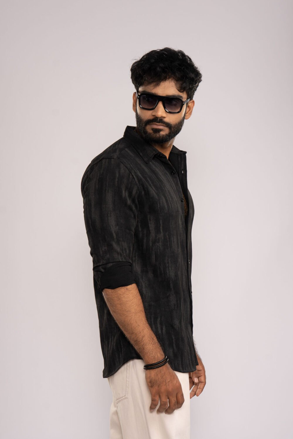 Alternative view of Midnight Black Textured Shirt