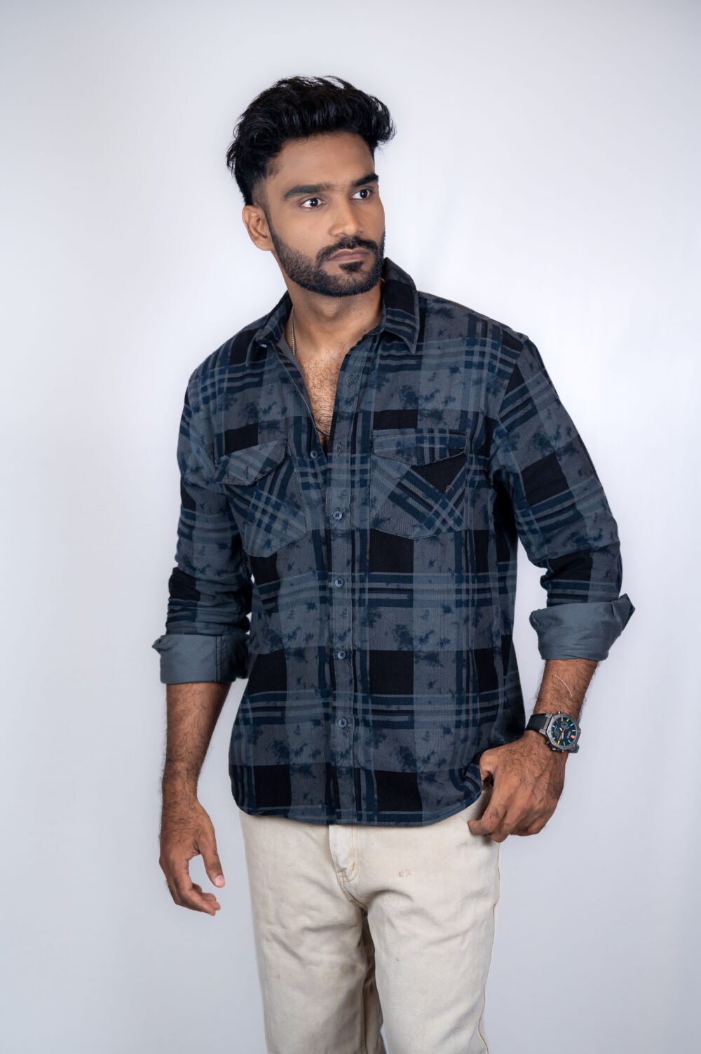 Alternative view of Teal Blue Corduroy Checks Shirt
